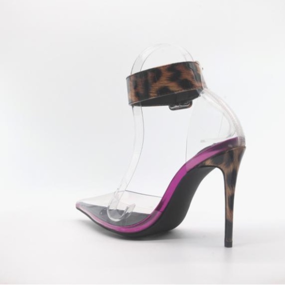 "Wild Life" Transparent Ankle Strap Heels - Picture 5 of 5